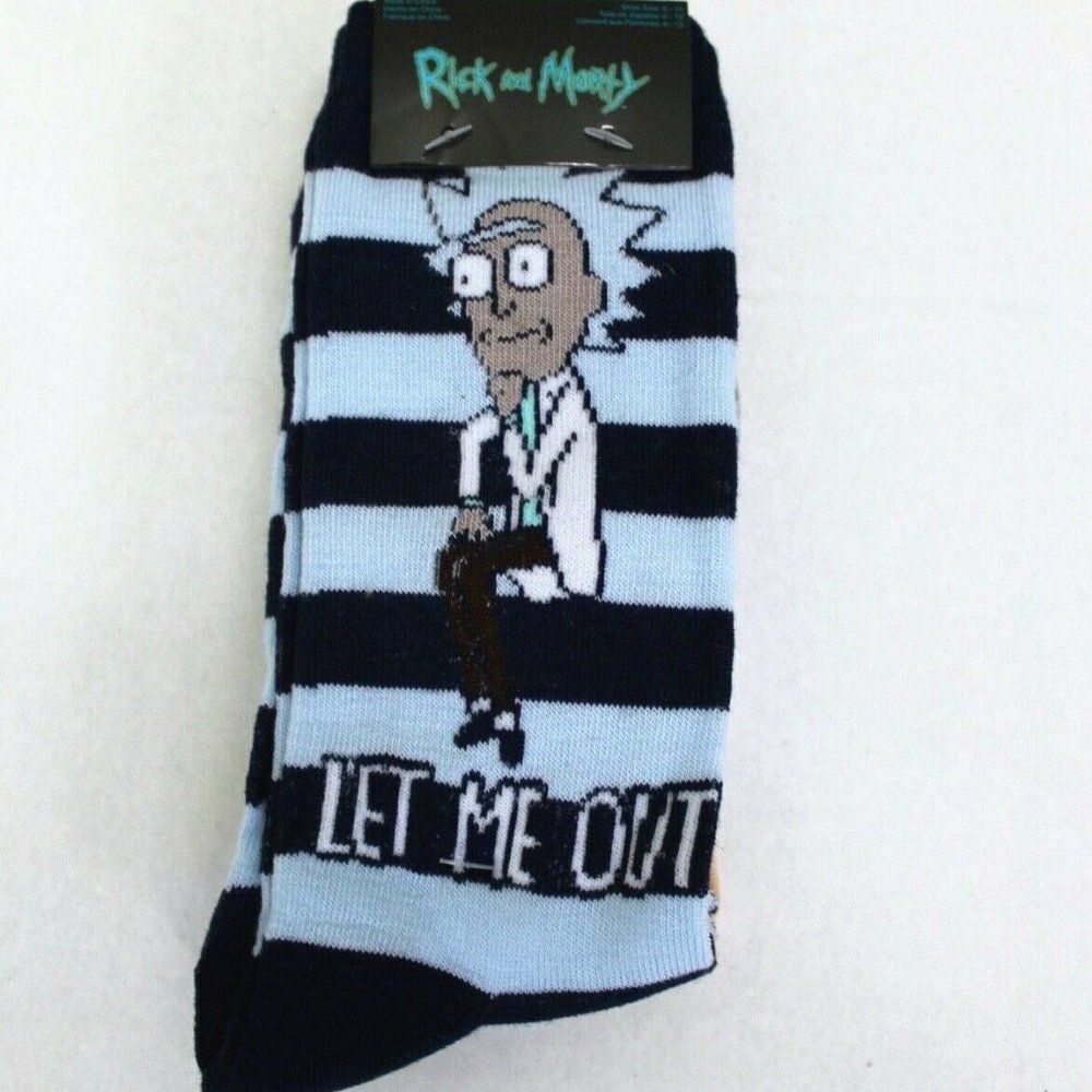 Rick and Morty 2 Pairs Men's Crew Printed Novelty Socks